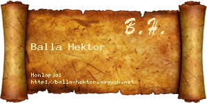 Balla Hektor névjegykártya